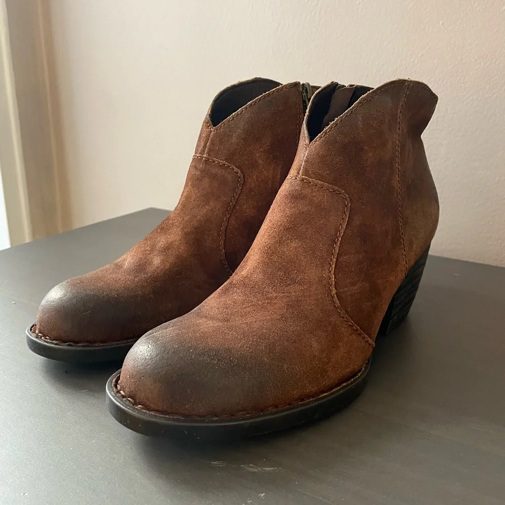 Born Brown Suede Ankle Booties - Picture 2 of 12